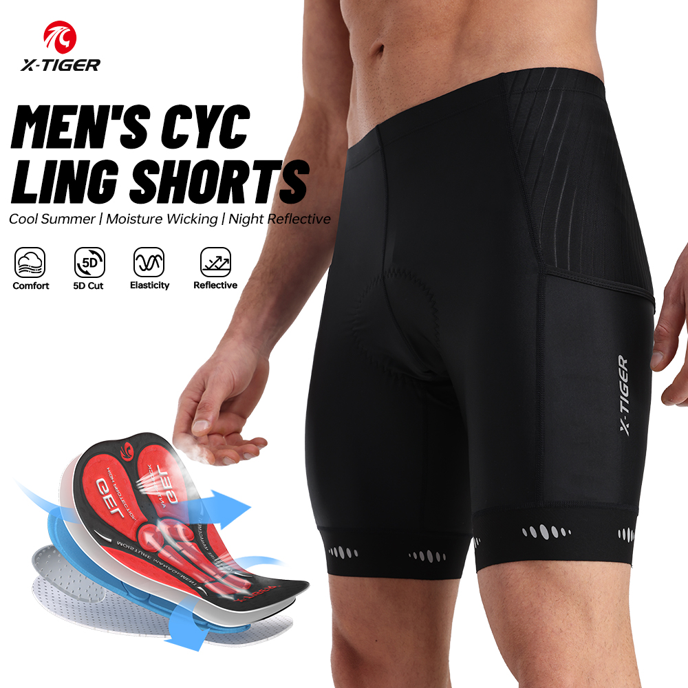 Mountain Biking Body Armour - X-TIGER Men Cycling Shorts with Back